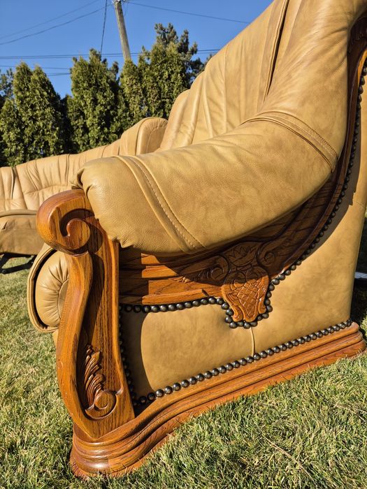 Coltar + 2 fotolii din piele naturala