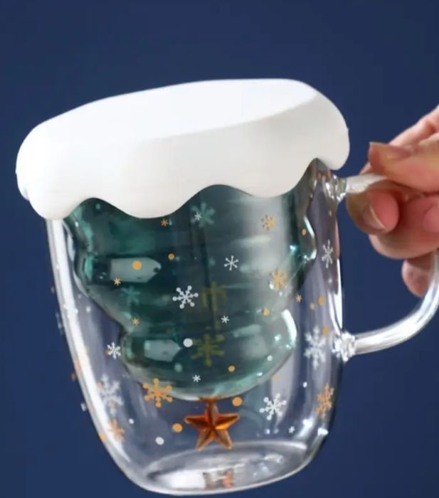 Коледна Чаша Изолирано Термо Стъкло  с  Капак