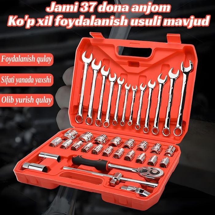 37+24 dona uy va avtomobil ta’mirlash uchun yong‘oq va kalitlar to‘pla