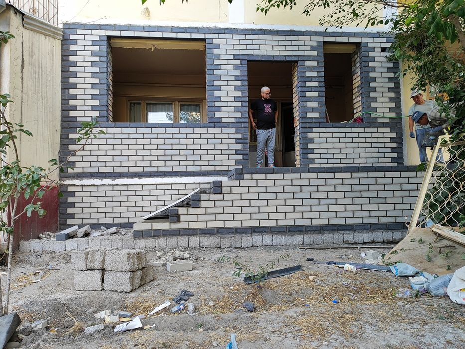 Кладка балкона g'isht teramiz кладка облицовочный кирпича профессионал
