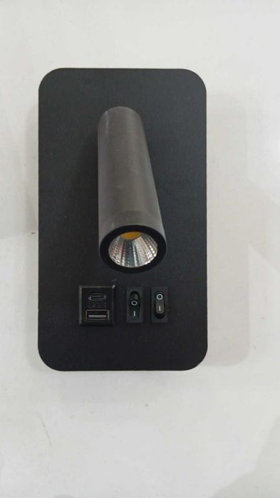 Aplica LED Neagră pentru Pat cu 2x USB | 13W | 3000K | MX-7700