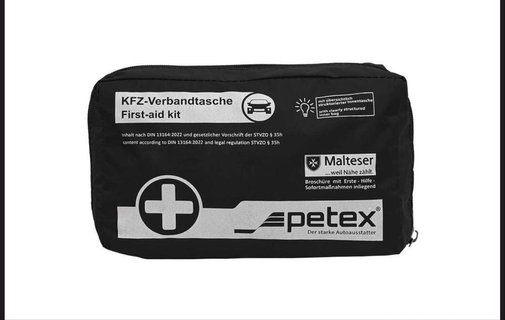 Авариен комплект пожарогасител Ogniochron 2кг с автоаптечка Petex DIN 13164 одобрена от Гръцкото министерство на транспорта