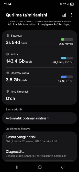 Operativ xotira 8gb :265 gb