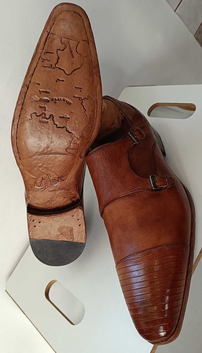 Pantofi monk 45 44.5 44 de lux GREVE NOI lucrati manual piele embosata