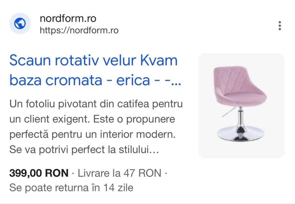 Scaun machiaj catifea