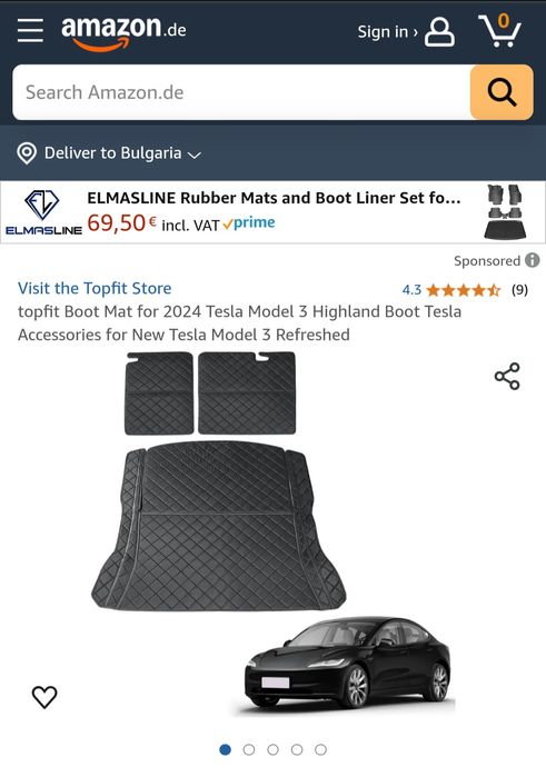 Премиум кожени стелки за багажник за Tesla Model 3 Highland