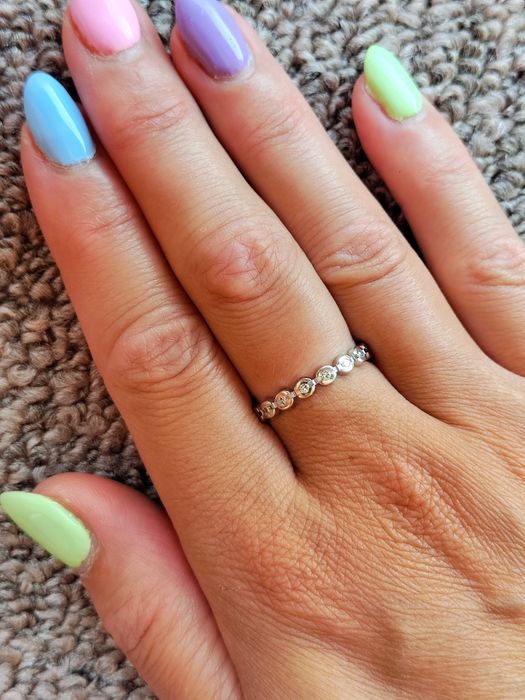 Inel Aur Alb 14K Diamante Eternity Memory Unicat