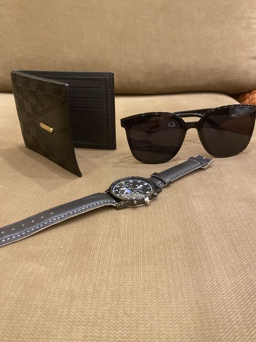 Комплект часовник, очила, портфейл