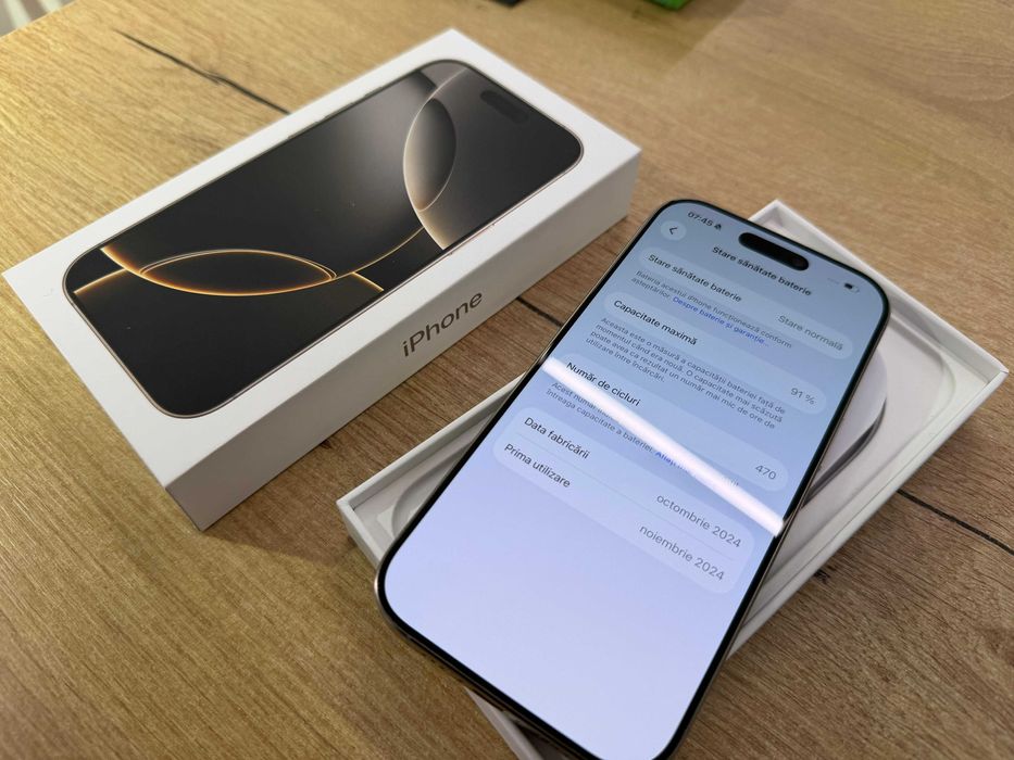 iPhone 16 Pro 128GB Natural Titanium | Battery 91% | Cutie | Impecabil