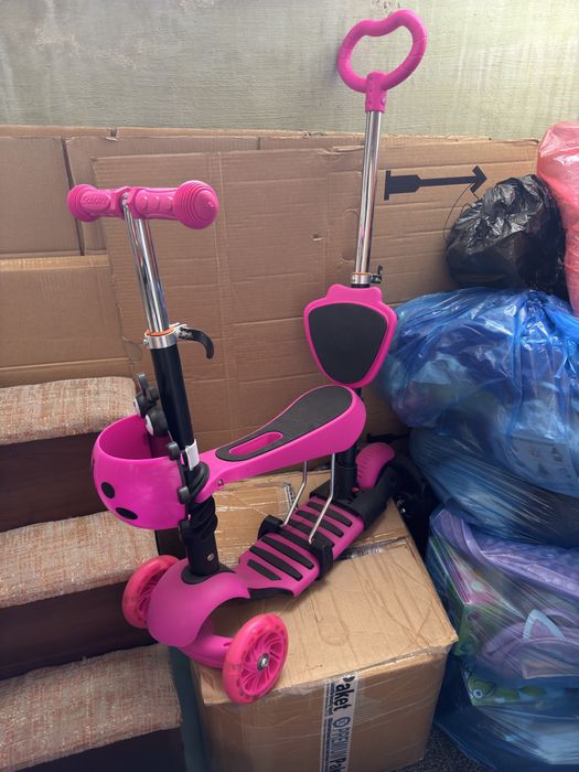 Детский самокат 2 в 1 с сидушкой