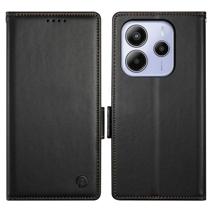 Калъф от еко кожа тип портмоне за Xiaomi Redmi Note 14 4G - черен