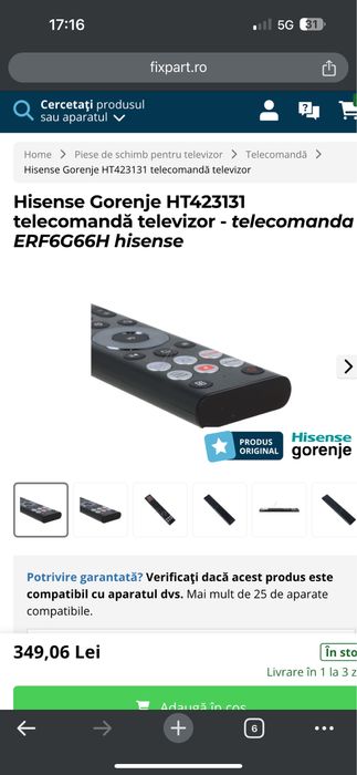 Telecomanda tv hisense smart cu incarcare solara