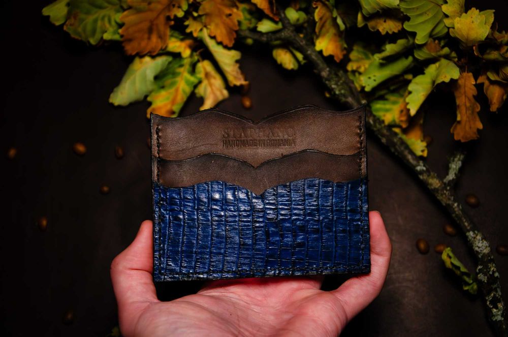 Portcard piele naturala handmade