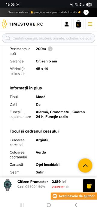 Citizen eco drive cb5004 radio controlat pilot ! Pret fix!