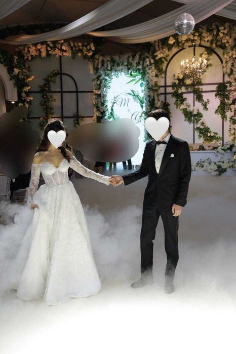 Свадебное платье мечты — корсет, шлейф, фата, бисер, на размер S-M