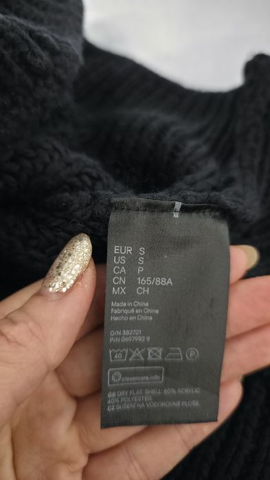 Pulover tricotat H&M pentru femei, bleumarin inchis/negru, marimea S