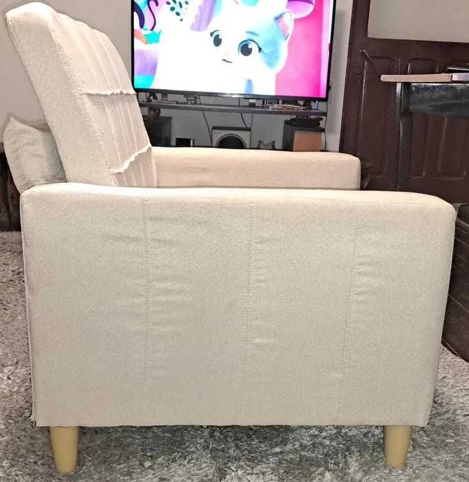 NOU – Fotoliu crem, 60 cm, material textil