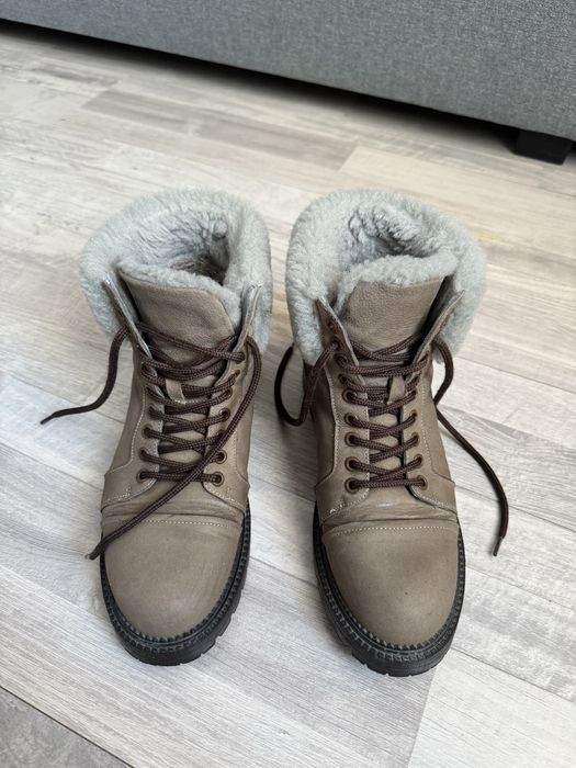 Кожаные зимние ботинки