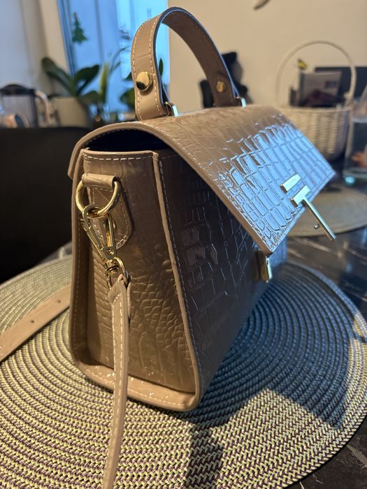 Geanta piele naturala Atelier Tanna nude croco editie limitata
