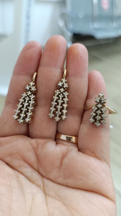 Бриллиантовые наборы, золото, 585, Россия