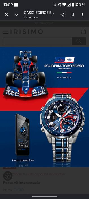 Ceas Casio edifice ECB 900 Toro Rosso