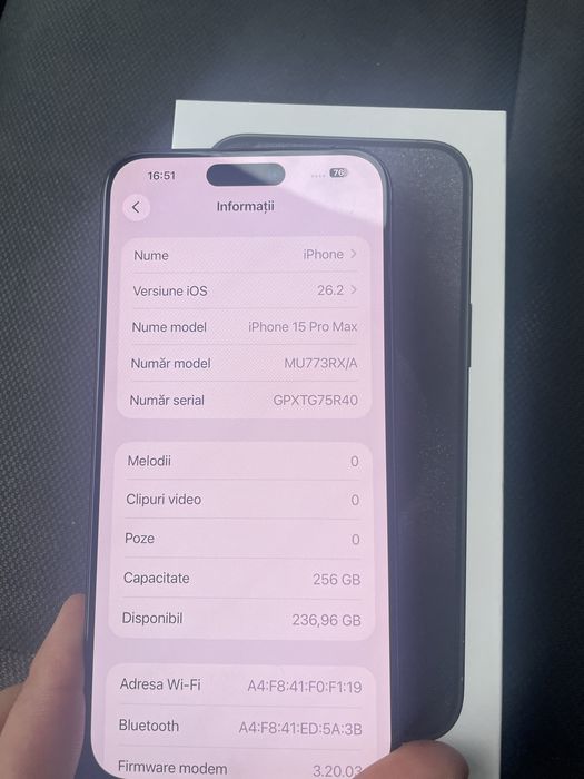 Vand iphone 15-PRO MAX 256-Gb stare ca nou impecabil