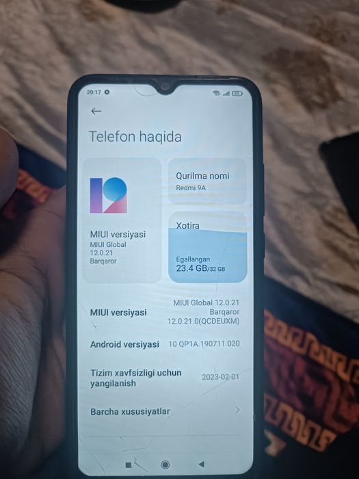 Redmi 9a hotira 32  versiya 13