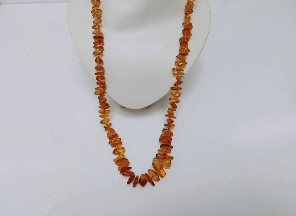 Colier din chihlimbar natural culoare coniac auriu