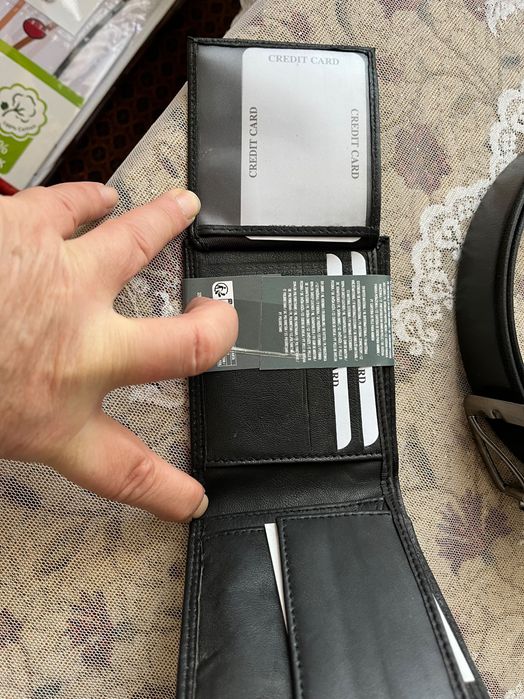 Естествена кожа портмоне, порт карт и колан