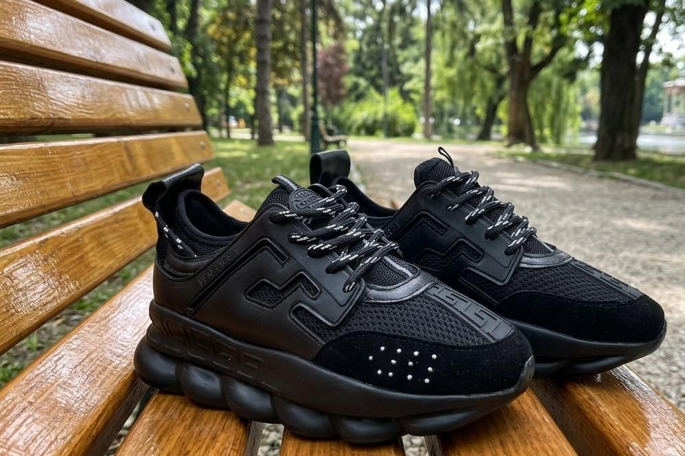 Adidasi Versace Chain Reaction Negru Black