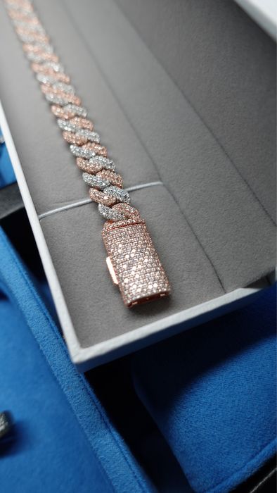 Bratara Custom Cuban Two Tone Din Argint 925 Cu Diamante FL-IF Moiss