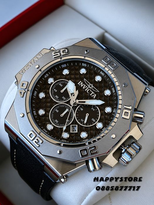 INVICTA Akula leather olive green 58 mm, Инвикта нов мъжки часовник