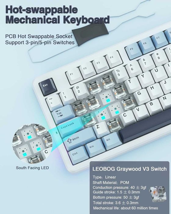 Механична клавиатура AULA F87 Wireless 75% TKL