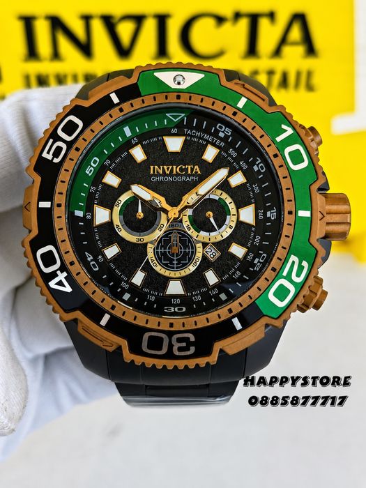 INVICTA Commandor Titanium green/gold 71 mm, Инвикта нов мъжки часовник