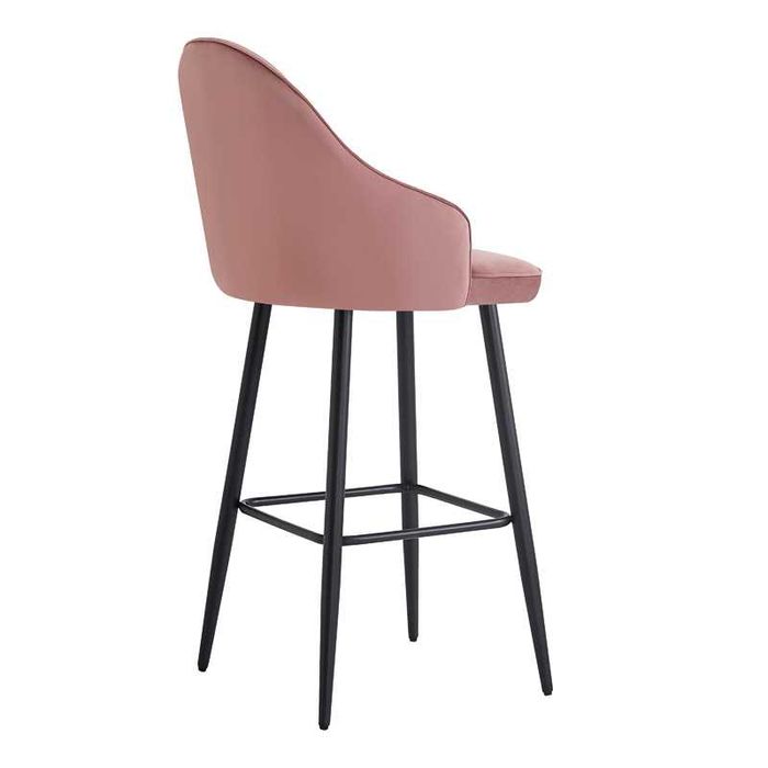 Бар стол, Velva, Розов, Кадифе, 46х45х113см.