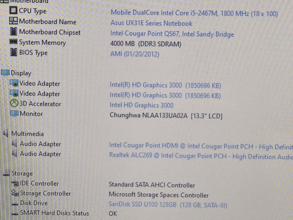 vand laptop Asus UX31E..14"..i5..Ssd 128 Gb..f. subtire..carcasa metal