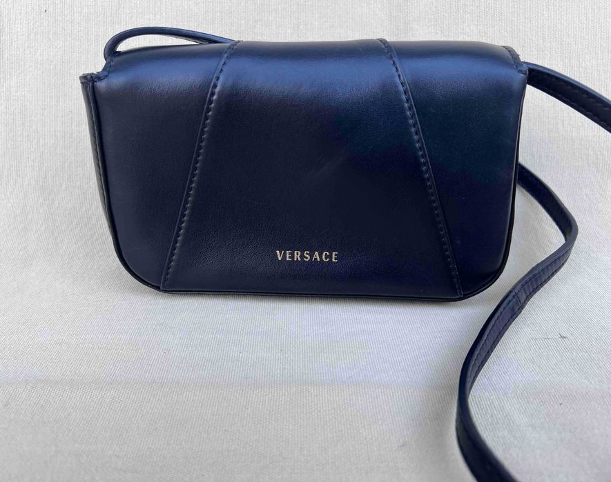 Versace Virtus Superba Geanta Umar Postas Piele Negru Original