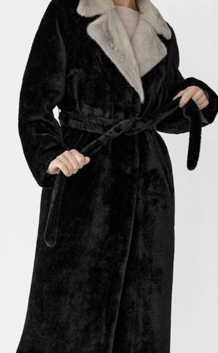 Шуба алькантара с норковым воротником