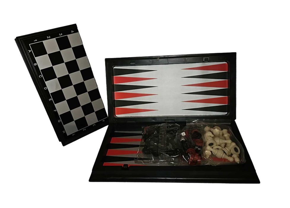 Магнитен шах 3 в 1 комплект - Шах Табла и Дама (морски шах) 2 размера