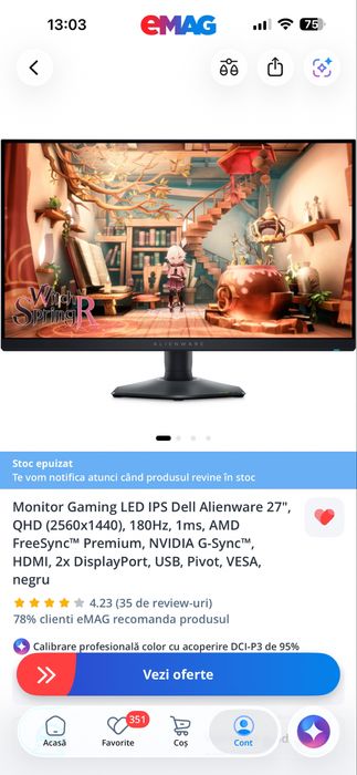Monitor Alienware 27”