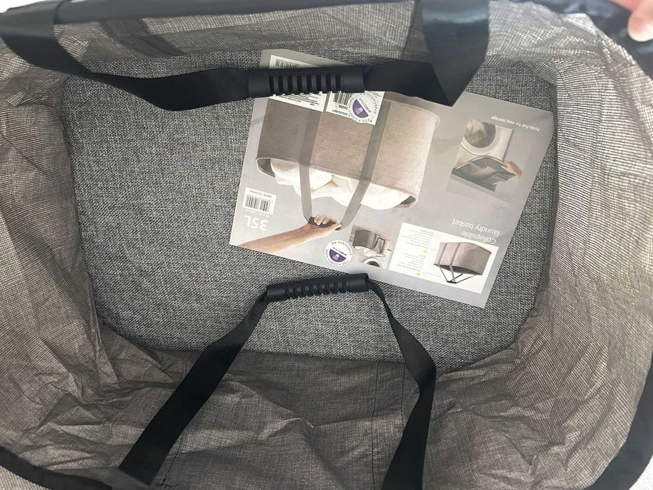 Сгъваема кошница за пране – 35 литра, с плътно дъно и със дълги дръжки