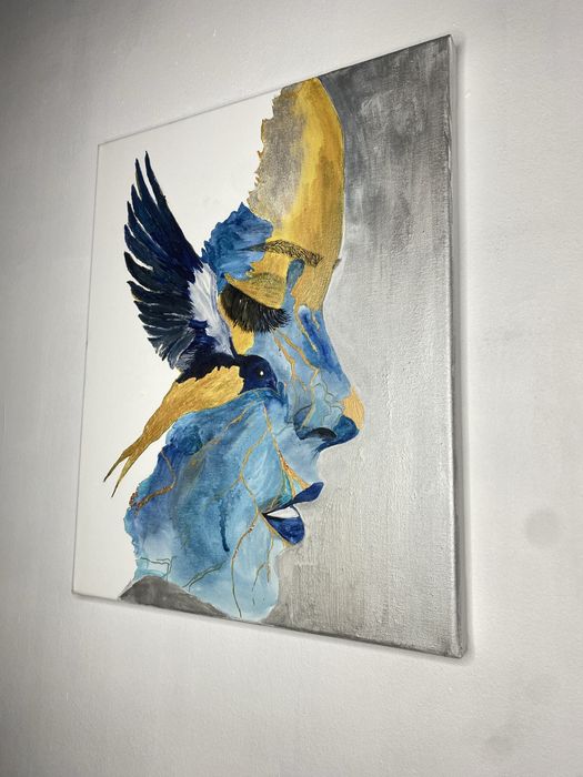 Абстрактна картина - 40*50 акрил, релефна- “Тя може да лети”