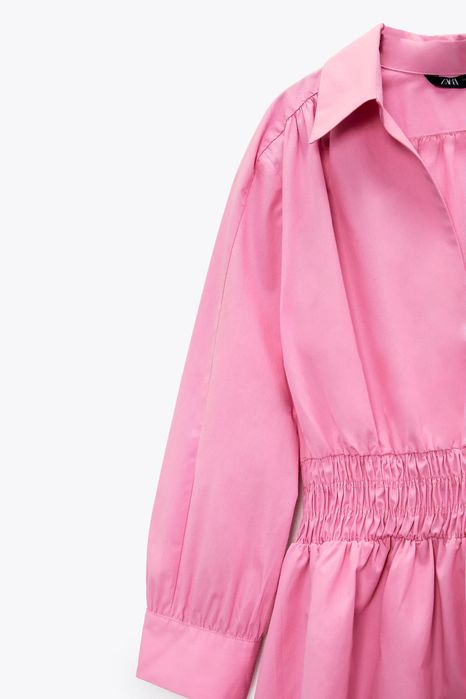 ZARA мини къса рокля в бонбонено розов цвят