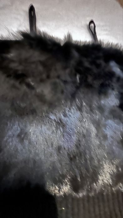 Top negru cu blanita, fata fur, spate tricot, estetica y2k/ soft-glam