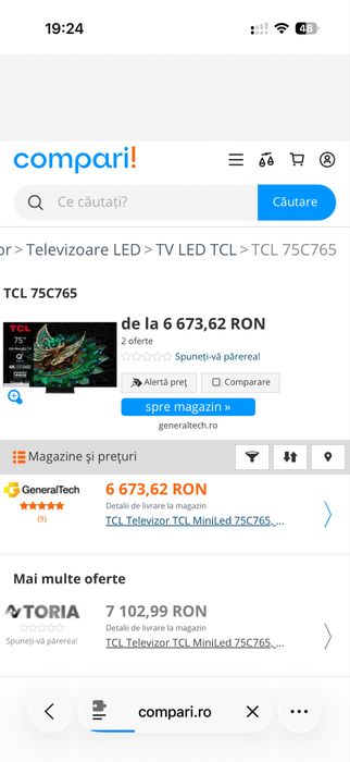 Televizor TCL MiniLED 55C765, 139 cm, 4K UHD, Google TV, garanție până în 2027