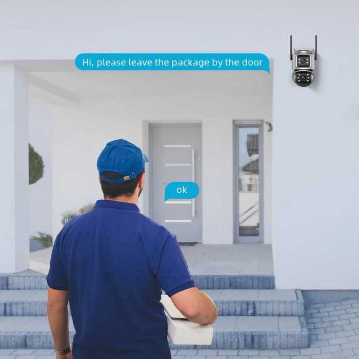 Двойна Външна WiFi Камера A32 с два ектрана 4MP+4MP, ICSee