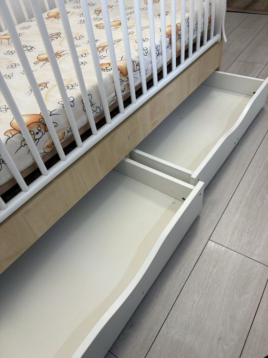 Patut transformabil mykids teddy natur -alb cu leganare