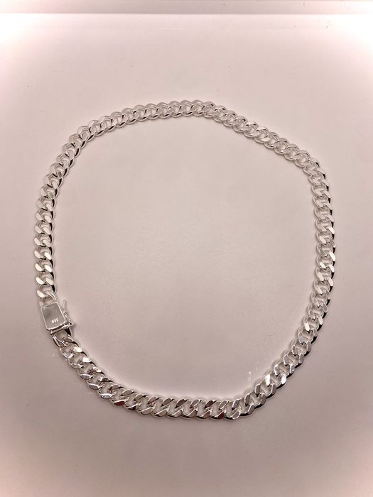 Lant Cuban din argint solid 925, Rodinat, 50cm, 72grame