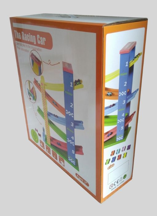 XXL дървена двойна писта с 5 нива + 8бр. колички НОВО!