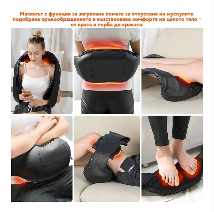 Шиацу масажор с функция за затопляне – многофункционален